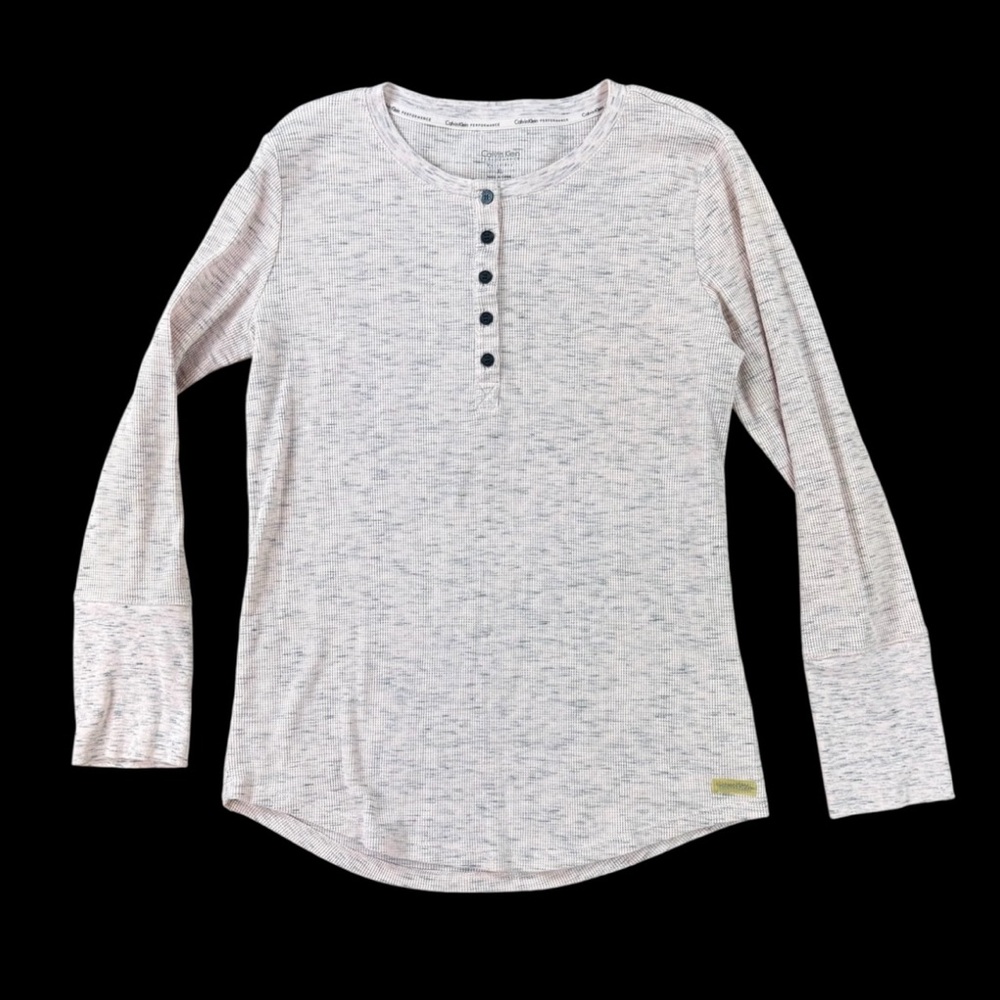 Woman’s Calvin Klein Performance lightweight Henley waffle knit top size XL